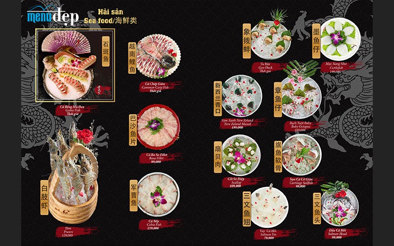Thiết kế menu món Hoa