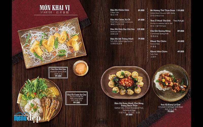 Menu với những món quen thuộc bình dân