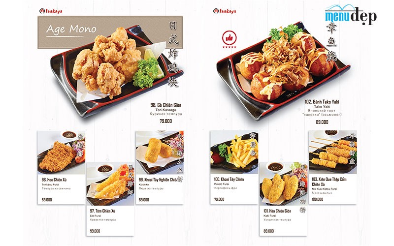 Thiết kế menu theo phong cách từng nhà hàng