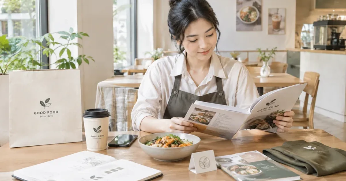 Bộ nhận diện thương hiệu quán ăn gồm những gì?