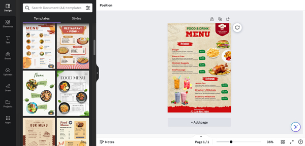 Thiết kế menu nhà hàng